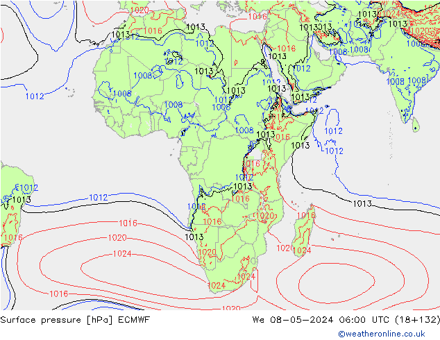 ciśnienie ECMWF śro. 08.05.2024 06 UTC