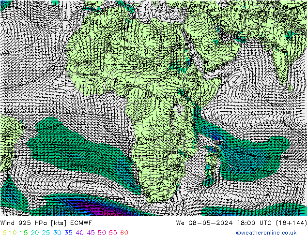 Wind 925 hPa ECMWF wo 08.05.2024 18 UTC