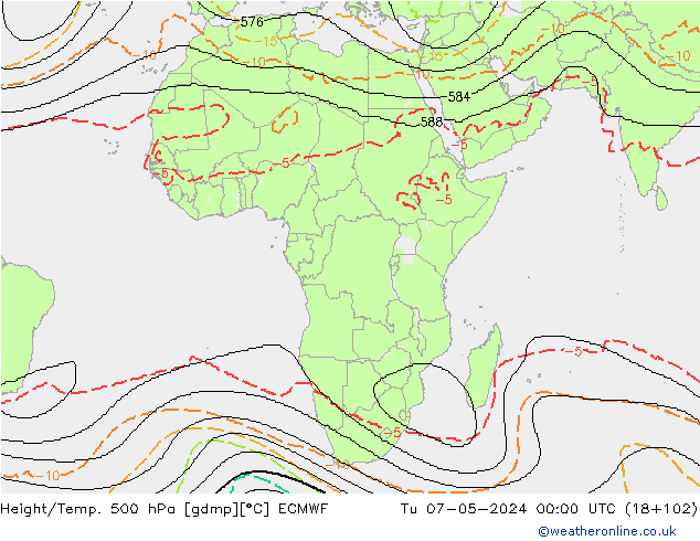 Height/Temp. 500 hPa ECMWF Tu 07.05.2024 00 UTC