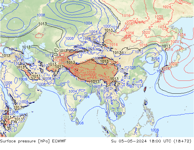 Surface pressure ECMWF Su 05.05.2024 18 UTC