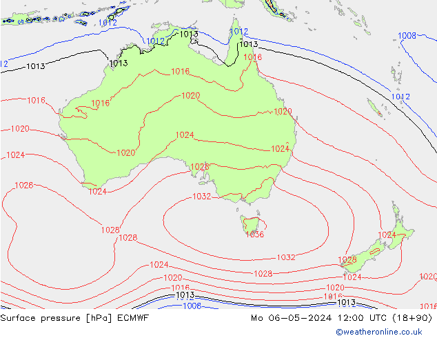 Atmosférický tlak ECMWF Po 06.05.2024 12 UTC