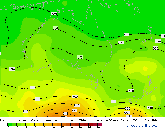 Hoogte 500 hPa Spread ECMWF wo 08.05.2024 00 UTC