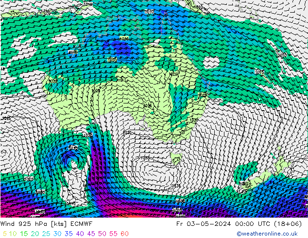 Wind 925 hPa ECMWF Pá 03.05.2024 00 UTC