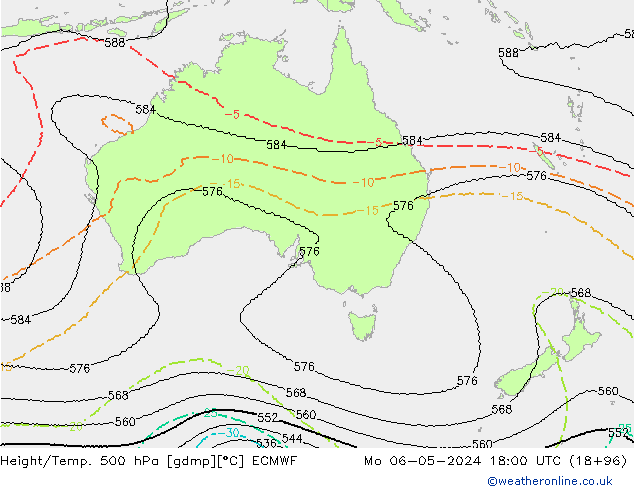 Geop./Temp. 500 hPa ECMWF lun 06.05.2024 18 UTC