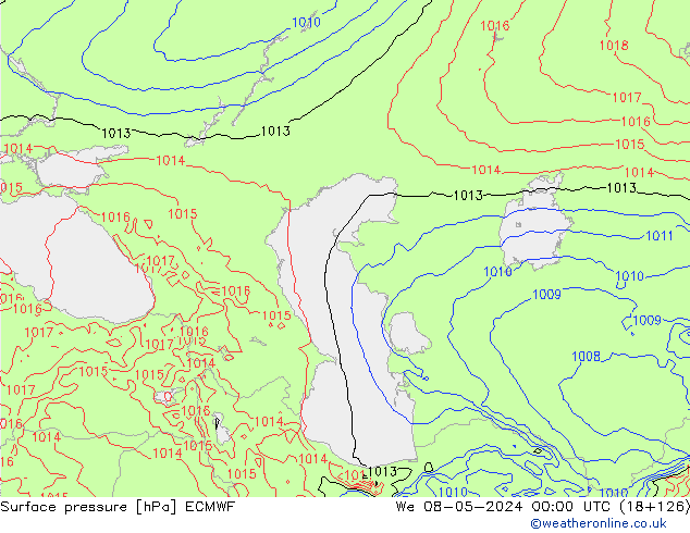 Surface pressure ECMWF We 08.05.2024 00 UTC