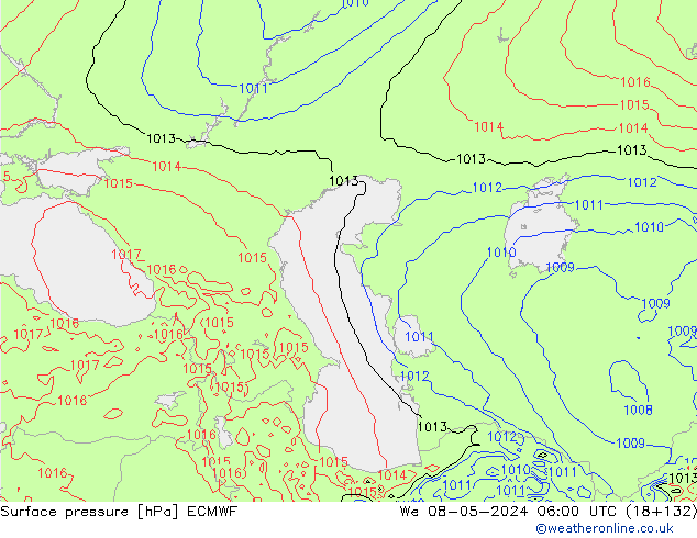 Atmosférický tlak ECMWF St 08.05.2024 06 UTC