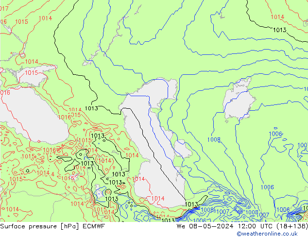 Atmosférický tlak ECMWF St 08.05.2024 12 UTC