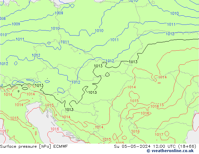 Pressione al suolo ECMWF dom 05.05.2024 12 UTC