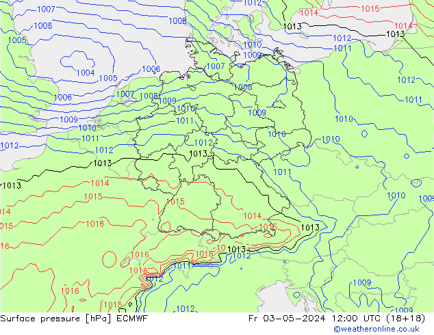 Pressione al suolo ECMWF ven 03.05.2024 12 UTC