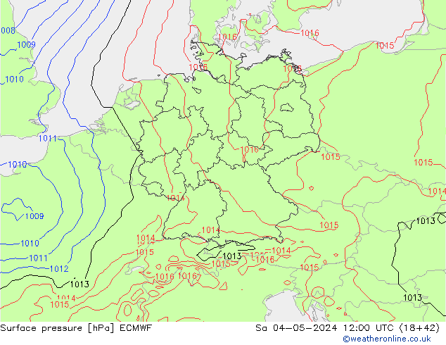 Atmosférický tlak ECMWF So 04.05.2024 12 UTC