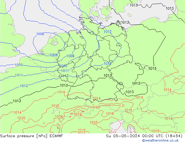 pressão do solo ECMWF Dom 05.05.2024 00 UTC