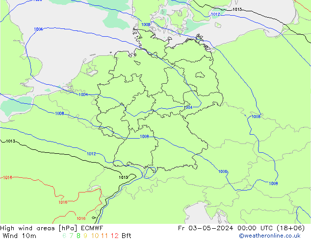 High wind areas ECMWF vie 03.05.2024 00 UTC
