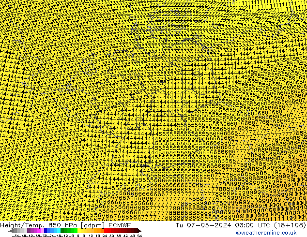 Height/Temp. 850 hPa ECMWF Tu 07.05.2024 06 UTC