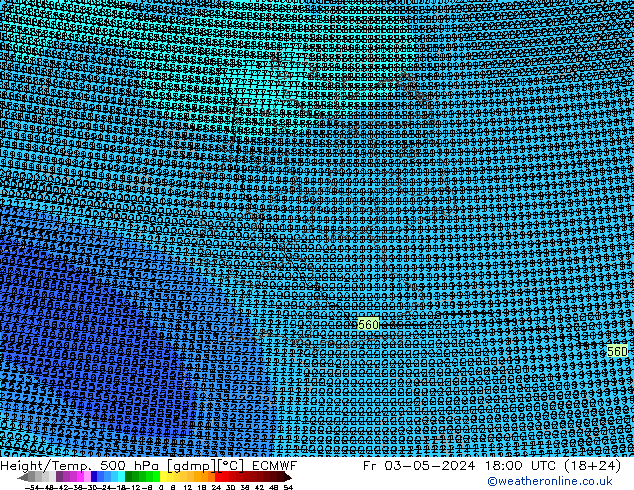 Height/Temp. 500 hPa ECMWF  03.05.2024 18 UTC