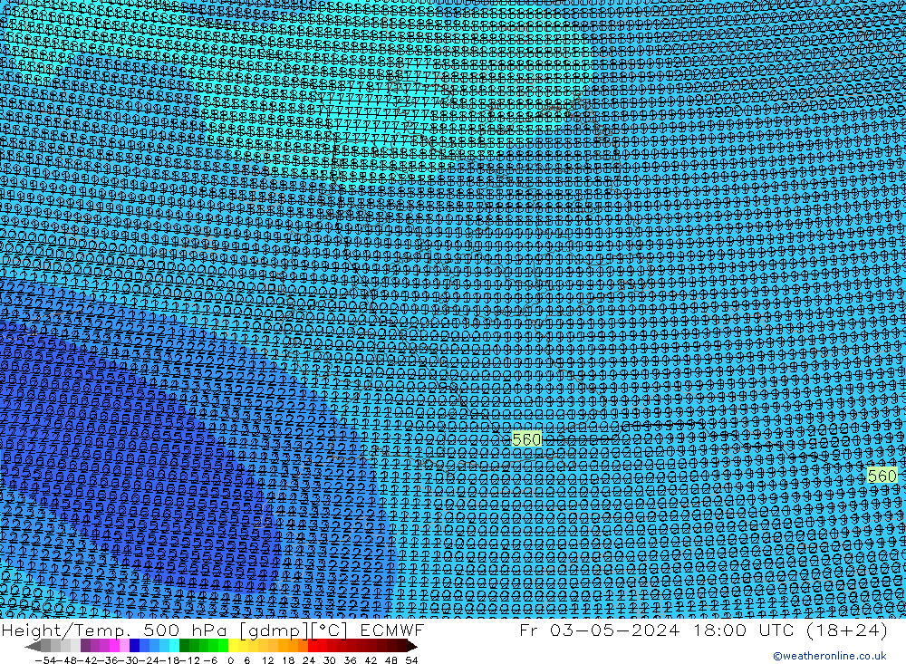 Height/Temp. 500 hPa ECMWF pt. 03.05.2024 18 UTC