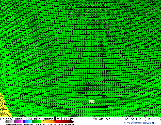 Height/Temp. 700 hPa ECMWF We 08.05.2024 18 UTC