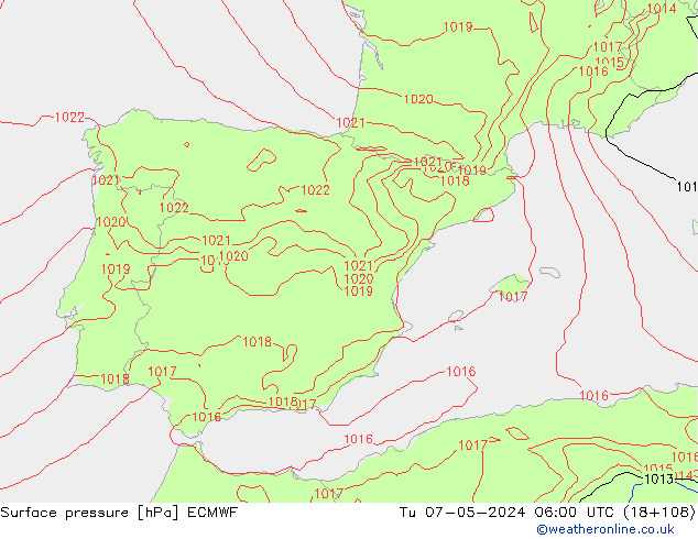Presión superficial ECMWF mar 07.05.2024 06 UTC