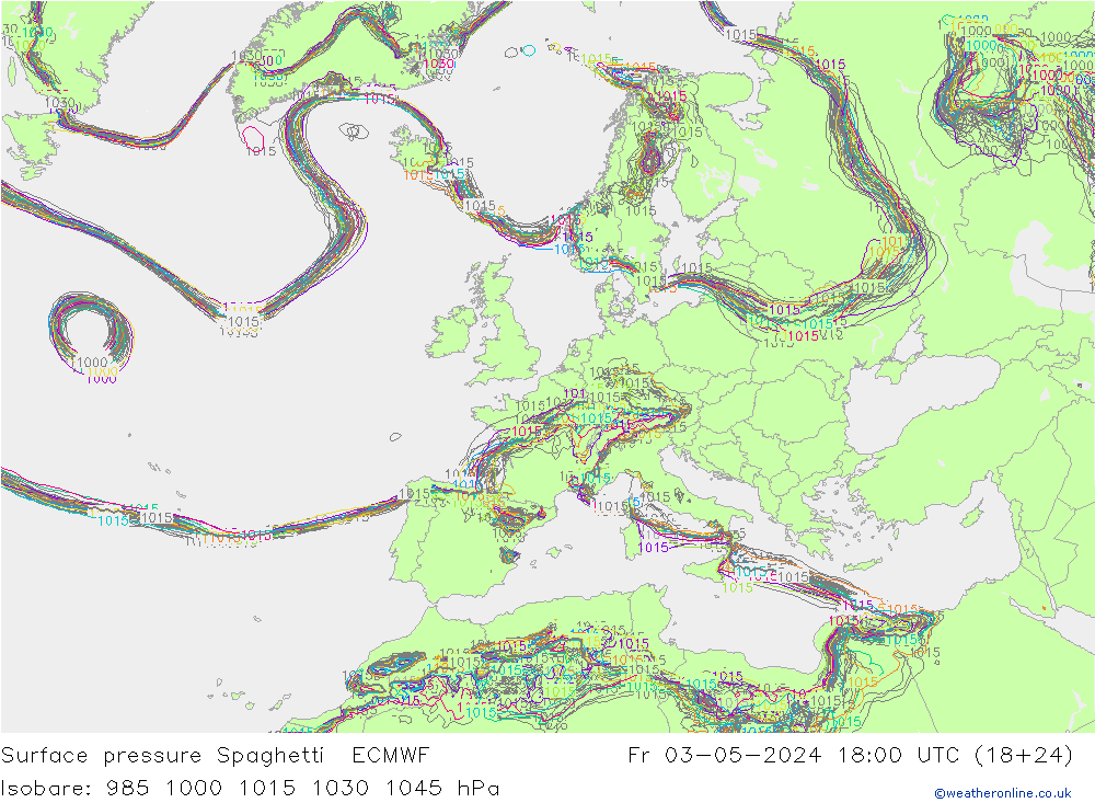 ciśnienie Spaghetti ECMWF pt. 03.05.2024 18 UTC