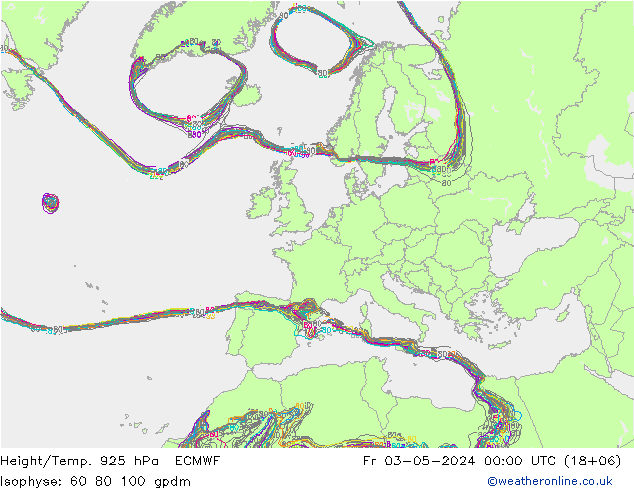 Height/Temp. 925 hPa ECMWF Fr 03.05.2024 00 UTC