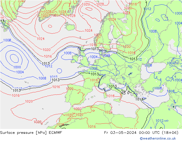 地面气压 ECMWF 星期五 03.05.2024 00 UTC