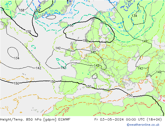 Height/Temp. 850 hPa ECMWF Fr 03.05.2024 00 UTC