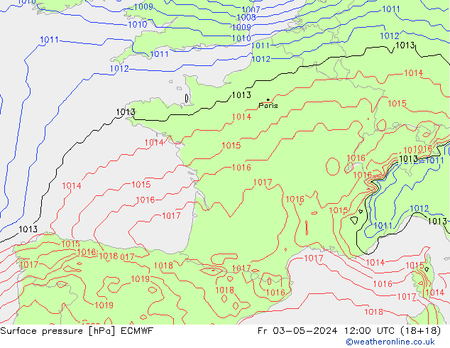 Surface pressure ECMWF Fr 03.05.2024 12 UTC