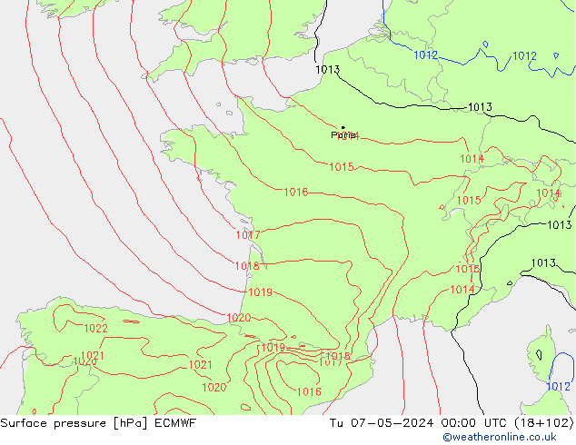 Surface pressure ECMWF Tu 07.05.2024 00 UTC