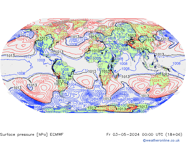 Yer basıncı ECMWF Cu 03.05.2024 00 UTC