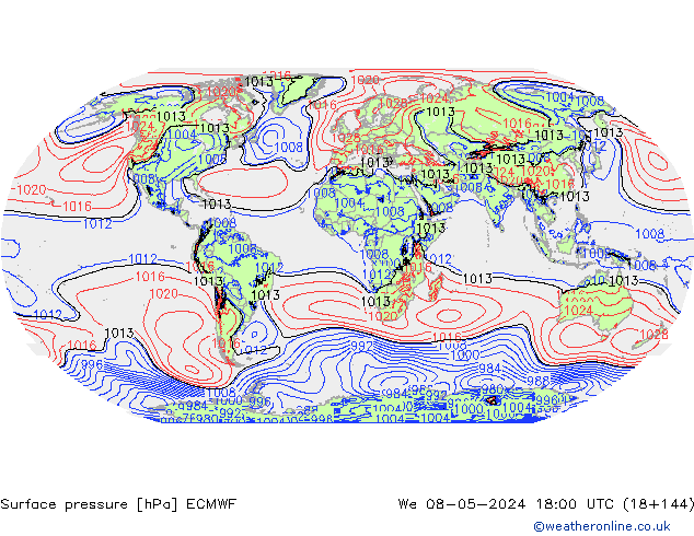 pressão do solo ECMWF Qua 08.05.2024 18 UTC