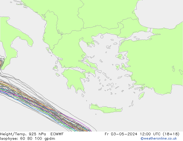 Yükseklik/Sıc. 925 hPa ECMWF Cu 03.05.2024 12 UTC