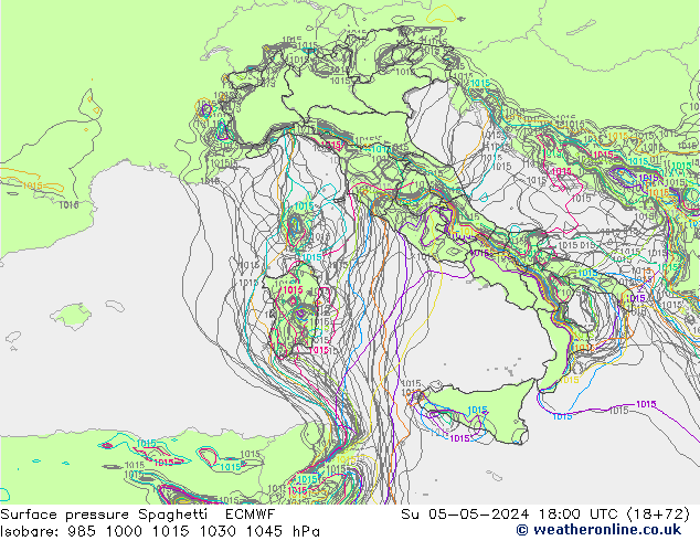 Yer basıncı Spaghetti ECMWF Paz 05.05.2024 18 UTC