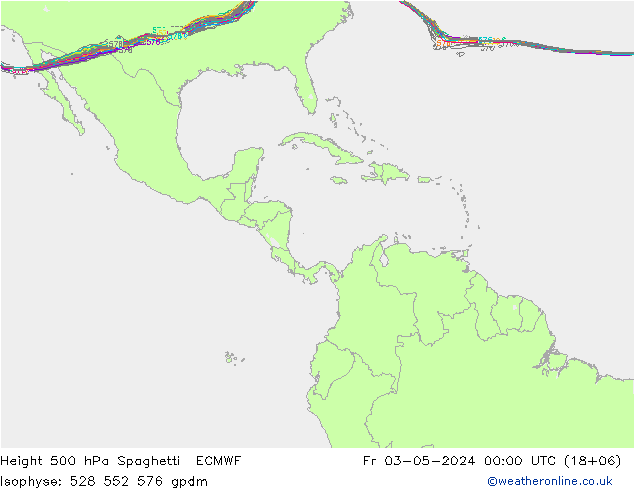 Height 500 hPa Spaghetti ECMWF ven 03.05.2024 00 UTC