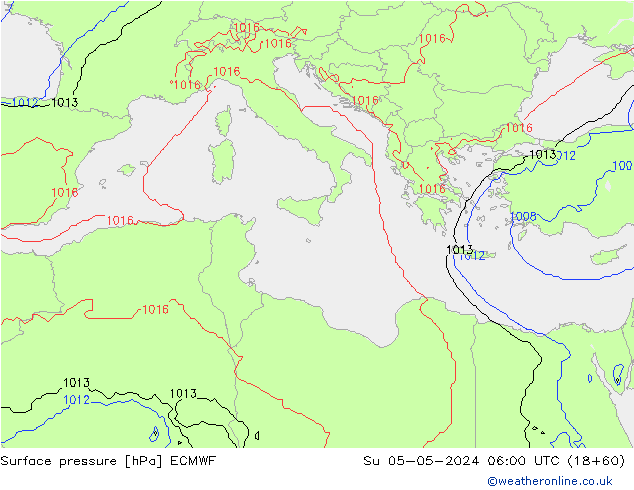 приземное давление ECMWF Вс 05.05.2024 06 UTC