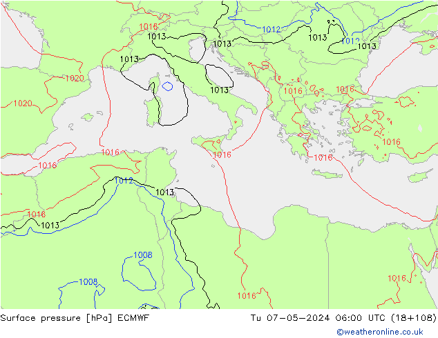 Yer basıncı ECMWF Sa 07.05.2024 06 UTC