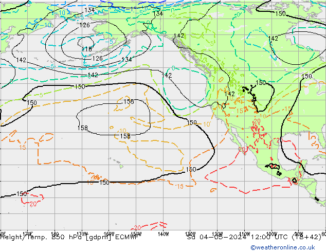 Height/Temp. 850 hPa ECMWF Sa 04.05.2024 12 UTC