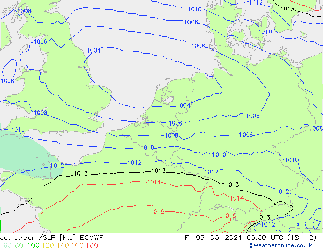 Polarjet/Bodendruck ECMWF Fr 03.05.2024 06 UTC