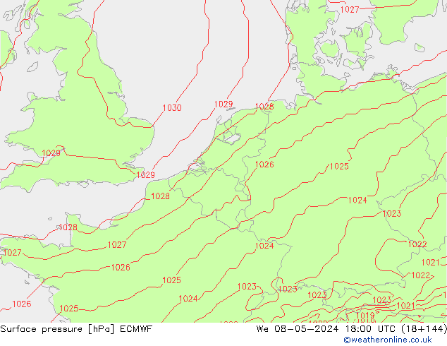 Pressione al suolo ECMWF mer 08.05.2024 18 UTC