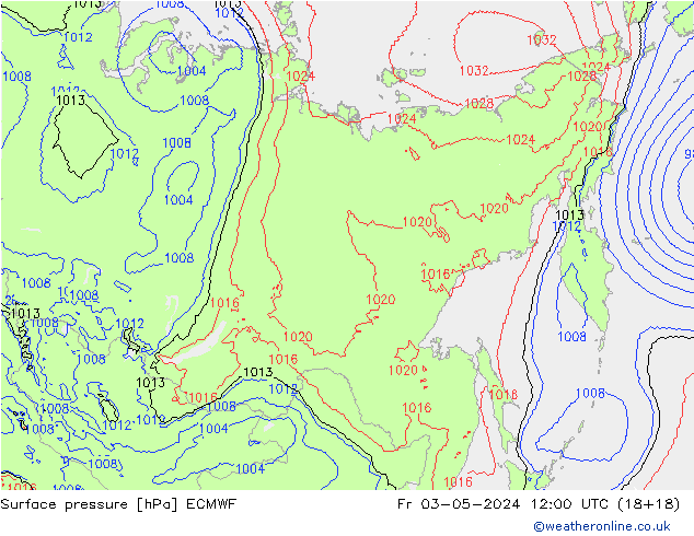 Luchtdruk (Grond) ECMWF vr 03.05.2024 12 UTC