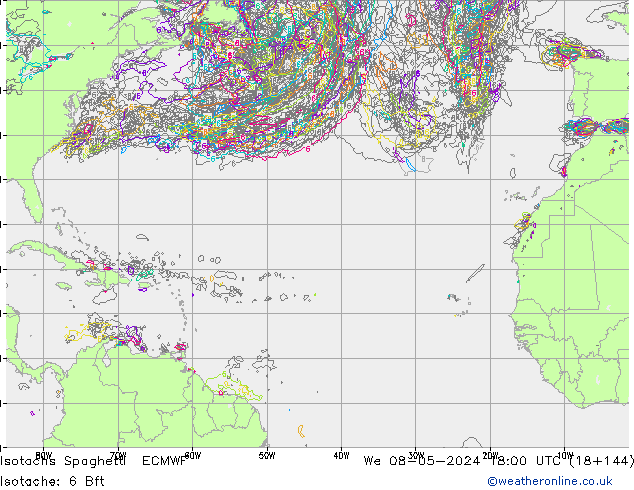 Isotachs Spaghetti ECMWF ср 08.05.2024 18 UTC