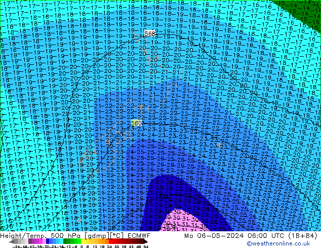 Height/Temp. 500 hPa ECMWF Po 06.05.2024 06 UTC