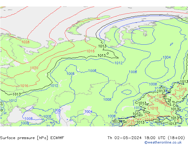 приземное давление ECMWF чт 02.05.2024 18 UTC
