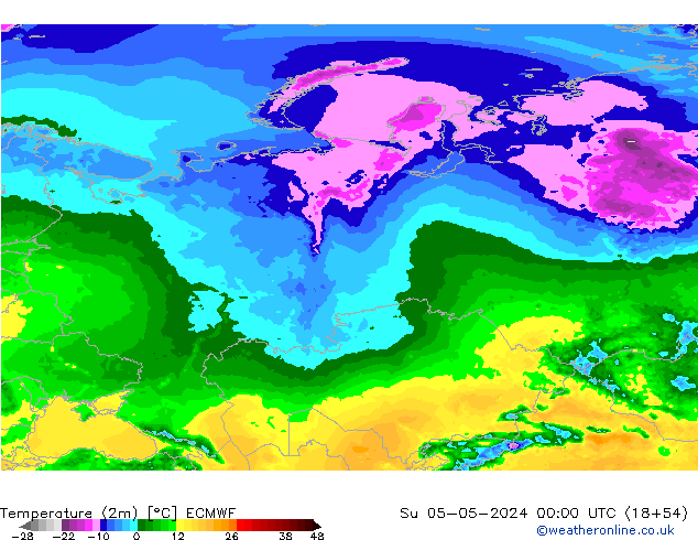 Temperatura (2m) ECMWF Dom 05.05.2024 00 UTC