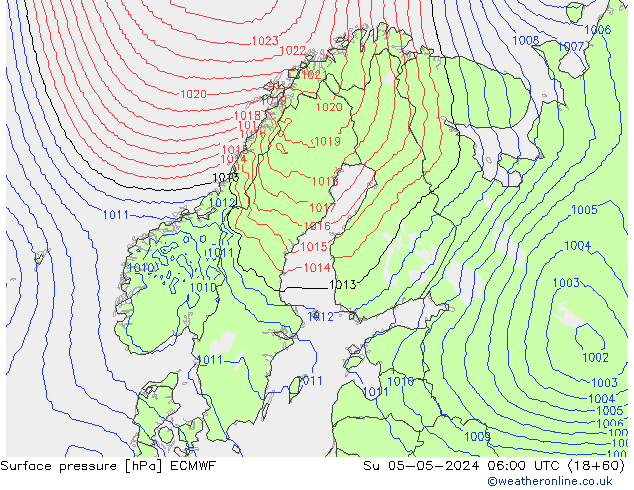 Bodendruck ECMWF So 05.05.2024 06 UTC