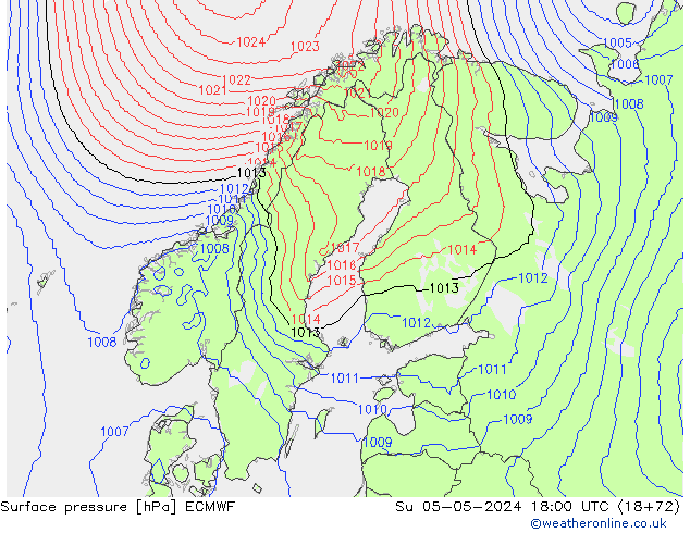 Luchtdruk (Grond) ECMWF zo 05.05.2024 18 UTC