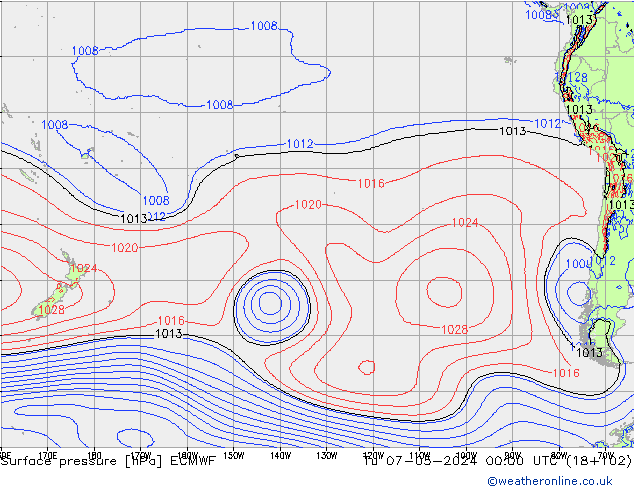 приземное давление ECMWF вт 07.05.2024 00 UTC