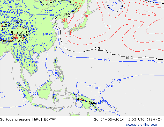 Atmosférický tlak ECMWF So 04.05.2024 12 UTC