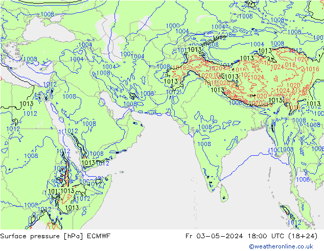 Yer basıncı ECMWF Cu 03.05.2024 18 UTC