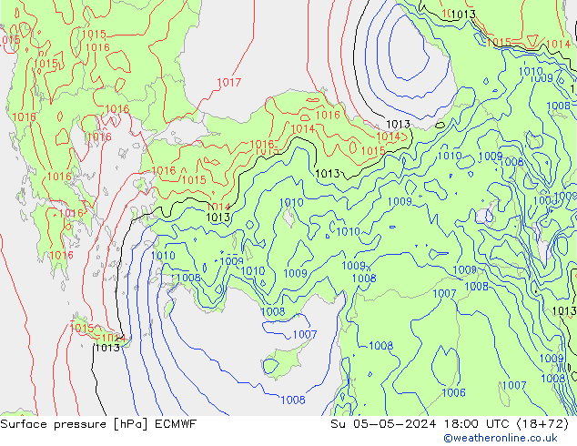 pressão do solo ECMWF Dom 05.05.2024 18 UTC