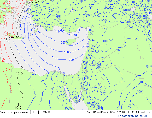 Pressione al suolo ECMWF dom 05.05.2024 12 UTC