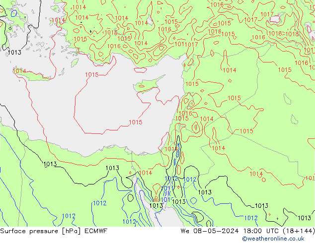 Atmosférický tlak ECMWF St 08.05.2024 18 UTC